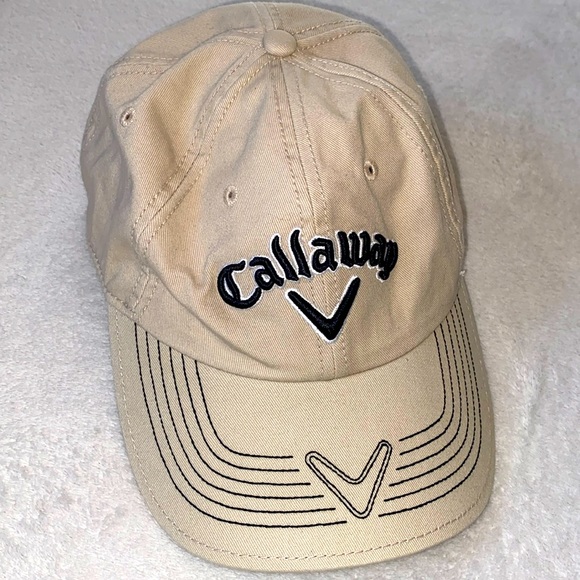 Callaway Golf khaki cotton embroidered brim baseball hat NWOT One Size - Picture 1 of 8